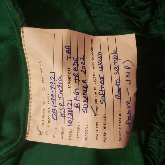 Emerald Green Anthropologie dress with fringes - Picture 4 of 4